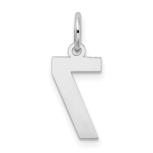 14k White Gold, Jersey Collection, Small Number 7 Pendant - Picture 3 of 5